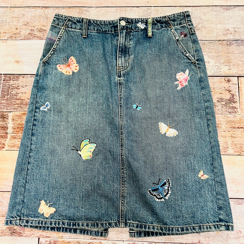 Gap Denim y2k Spring 2003 butterfly jean skirt size 8